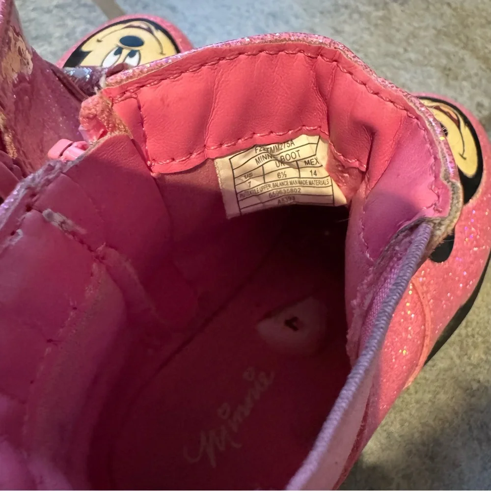 Disney Junior Pink Sparkle Minnie Mouse Ankle Combat Rain‎ Boots Size Toddler 7